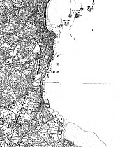 国土地理院5万分の1地形図 「東京西南部」と「東京東南部」を合成。 左から：平成8年（1996）、昭和45年（1970）、明治42年（1909）