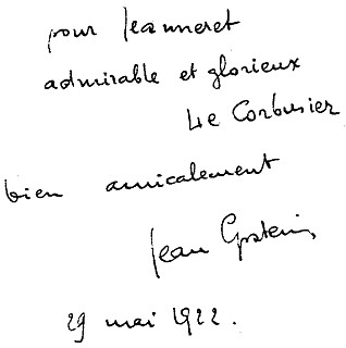 9──エプシュタインからル・コルビュジエ・ソニエへの献辞、1922年5月29日 （エプシュタイン著『ラ・リロソフィー』シレンヌ社、1922）、「財団」ル・コルビュジエ文庫所蔵