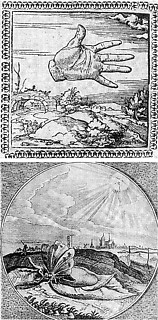 2──上：「勤勉なる男」、下：「未来の仕事」 ホラポッロ（ホルス・アッポロ） 『エジプト人の聖刻文字』（パリ、1574）より