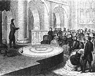 1851年ローマの聖イグナチウス教会で行なわれた フーコーの振り子の演示実験（Corbis-Bettmann） 引用図版＝『フーコーの振り子』