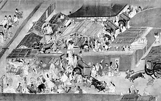 4──京都釈迦堂の築地塀に巣くう家々 出典＝『一遍聖絵』東京国立博物館蔵