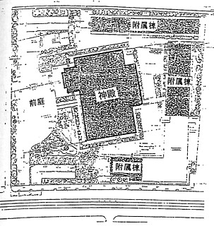 6───河原町大教会神殿配置図（1989）。1954年以来、竹中工務店は天理教の多くの仕事を手がけている。