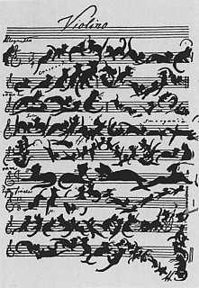 18──ヴァイオリニスト、ヨアヒムに献呈された絵。シューマン《黒猫の隊列》による。