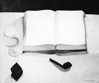 2──ル・コルビュジエ、Nature morte avec verre, livre, pipe et dé、1918