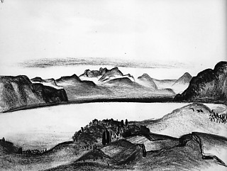 3──「レマン高原の眺望」鉛筆・パステル、1922（『ラ・ロッシュのアルバム』18葉表）
