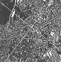 5──同一スケ─ルの航空写真（ここでは西麻布、六本木周辺）に重ねられた「空隙モデルNo.2」