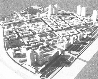 2──都市デザイン･ガイドラインによる検討で作成された街区の全体像。 渡辺定夫［編著］『アーバンデザインの現代的展望』（鹿島出版会、1993）