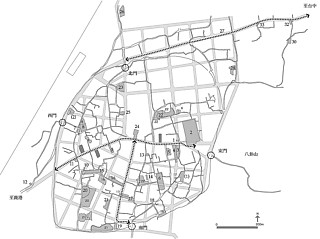 8──辰市区改正による都市形態の二重化（台湾・彰化市）拙著『彰化 1906年』より、2005年9月