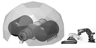 6──ジオデシック・ドーム型の放射線遮蔽壁の建設案 図版作成＝畑中＋Alcatel Alenia Space-Italy