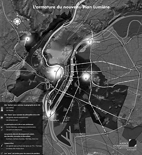 3──リヨン「新・光の計画」（2003） オリジナルプランをより包括的なものへ刷新した。 引用出典＝  “Noveau Plan Lumière”, Agence D’urbanisme du Lyon, 2003.