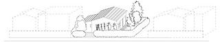 5──第1世代：生け垣が敷地境界を囲んでいる住宅。建物は南面配置され、門と建物の間の前庭と縁側のある奥の庭に植樹され、駐車場はない。 筆者撮影