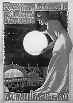 10──G・ルルー《1900年の巨大望遠鏡》（1900年パリ万国博における〈光学館〉の宣伝ポスター） 望遠鏡というテクノロジーの擬人化としての「巨大な女」（「月をほんの1メートルほどの近さまで引き寄せてくれる」というメッセージ）