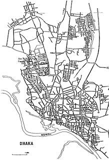 2──ダッカ都市図　左上にシェレ・バングラ・ナガール