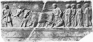 1──都市の創建儀礼を表わすと思われる大理石板。 3世紀、アクィレーイア
