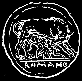 3──雌狼に育てらるロムルスとレムス。 古代ローマの銀貨 出典＝ジョーゼフ・リクワート『〈まち〉のイデア』